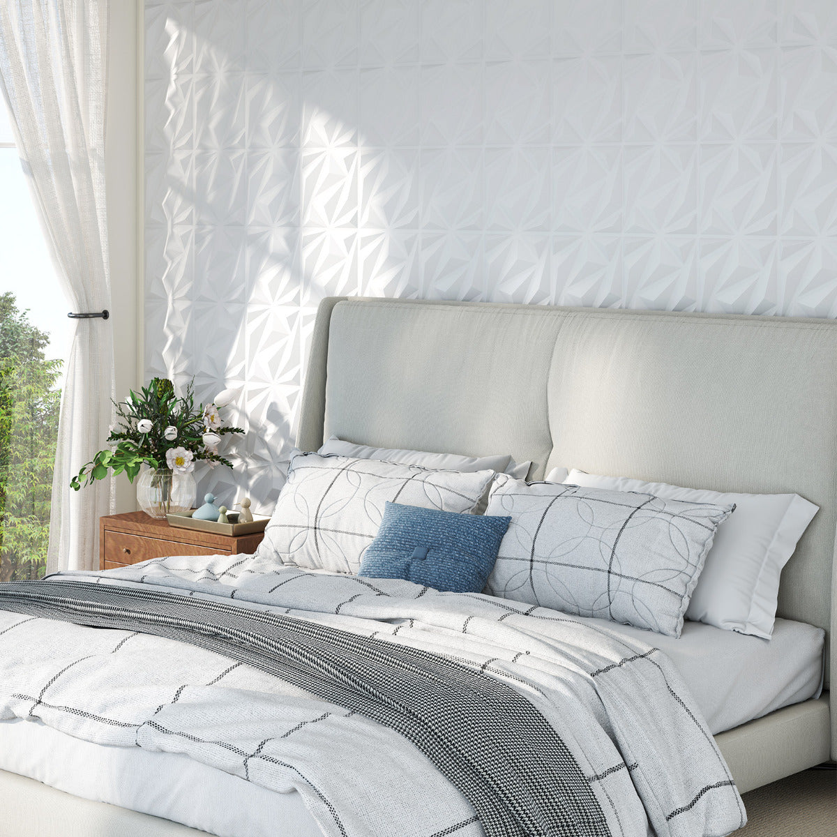 20-Pack 3D Acoustic Wall Panels with Diamond Texture-White