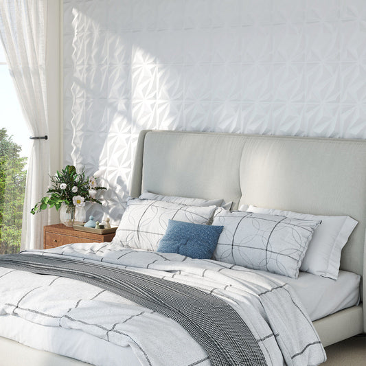 20-Pack 3D Acoustic Wall Panels with Diamond Texture-White