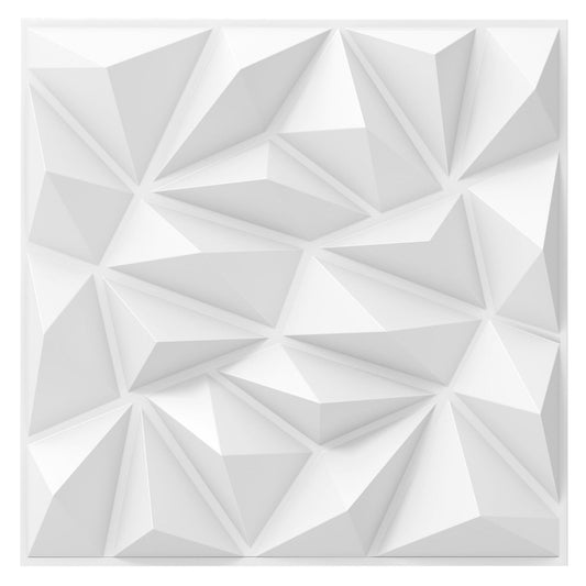 20-Pack 3D Wall Panels with Decorative Diamond Patterns-White