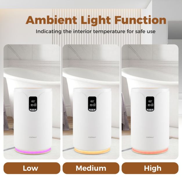 20L Hot Towel Bucket Towel Warmer with 30/60/90 Min Heating Time-White