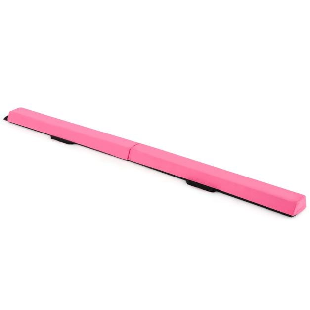 210 CM Folding Balance Beam with Removable Suede Cover and Non-slip Bottom for Kids-Rose