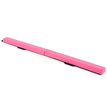 210 CM Folding Balance Beam with Removable Suede Cover and Non-slip Bottom for Kids-Rose