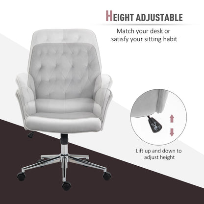 Vinsetto Swivel Computer Chair w/ Arm Modern Style Tufted Home Office Bedroom Light Grey