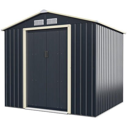 213cm x 191cm Outdoor Storage Shed Large Storage House with Sliding Door
