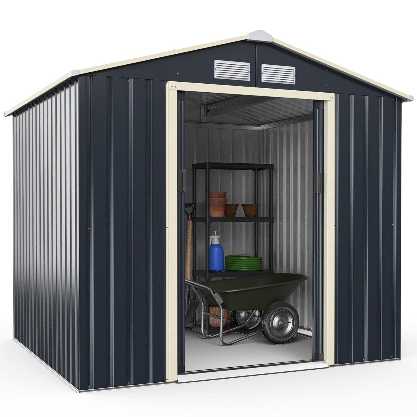 213cm x 191cm Outdoor Storage Shed Large Storage House with Sliding Door