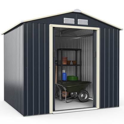213cm x 191cm Outdoor Storage Shed Large Storage House with Sliding Door