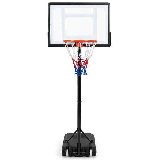 215-260 cm Rim Height Adjustable Basketball Hoop Outdoor with Clear PET Backboard and Wheels for Teens Youth