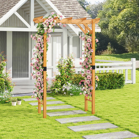 215 cm Garden Arch Wooden Arbor Wedding Arch for Parties-Orange