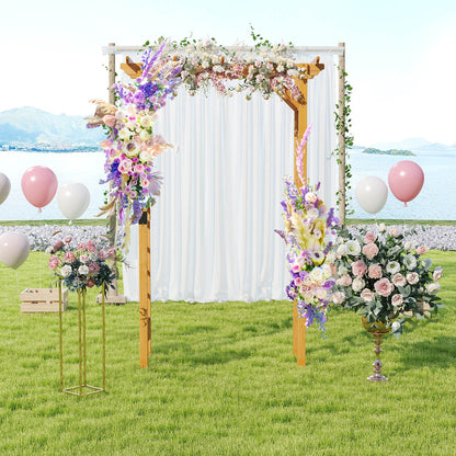 215 cm Garden Arch Wooden Arbor Wedding Arch for Parties-Orange