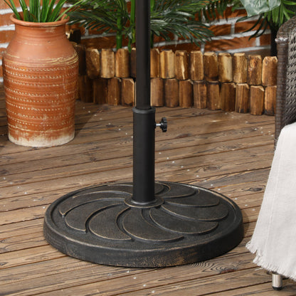 Outsunny 18kg Resin Garden Parasol Base, Round Outdoor Market Umbrella Stand Weight for Poles of _38mm to _48mm, Bronze