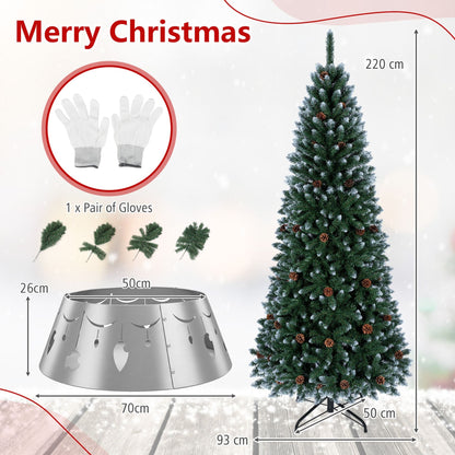 220 cm Christmas Tree and 70 cm Metal Tree Collar Set