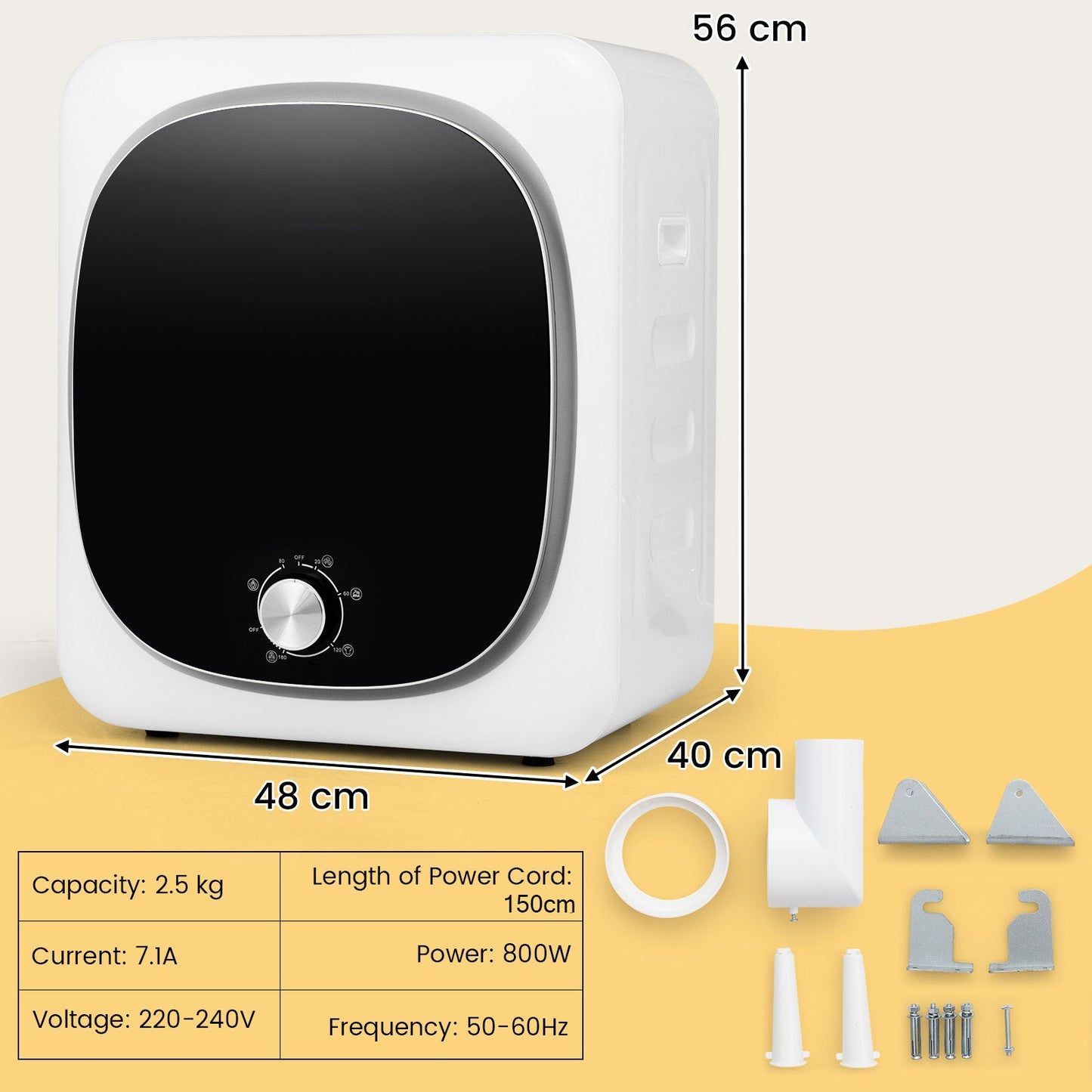 220-240V Portable Clothes Dryer 800W Compact Laundry Dryer