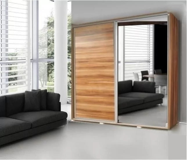 Prudence-I 2-Door Mirrored Sliding Wardrobe - Wenge, White, Oak or Plum Wallis