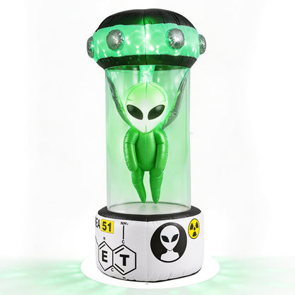 225 CM Halloween Blow Up Alien Outdoor Decorations with Rotating Flashing Green Lights