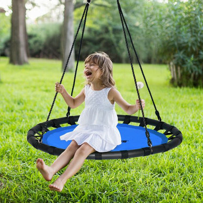 Saucer Round Tree Swing with Adjustable Heights for Kids &amp; Adults-Blue