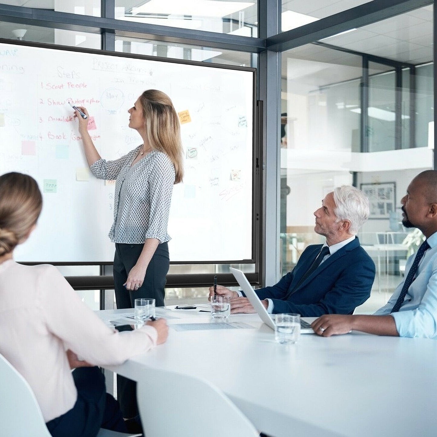 Mobile Magnetic Double-Sized Whiteboard with 4 Lockable Wheels
