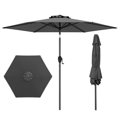 230CM Patio Umbrella with Push Button Tilt and Vented Canopy-Grey