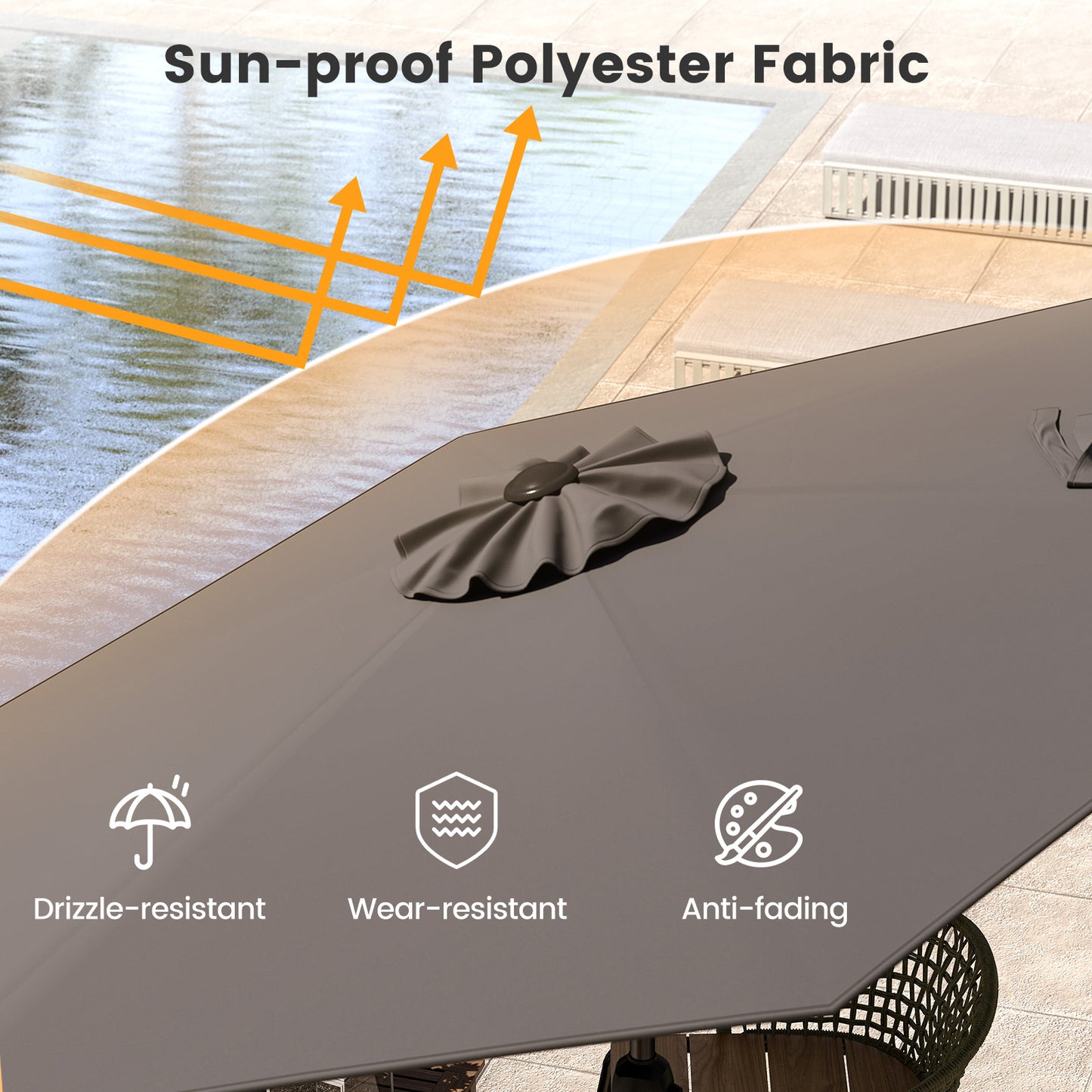 230CM Patio Umbrella with Push Button Tilt and Vented Canopy-Grey