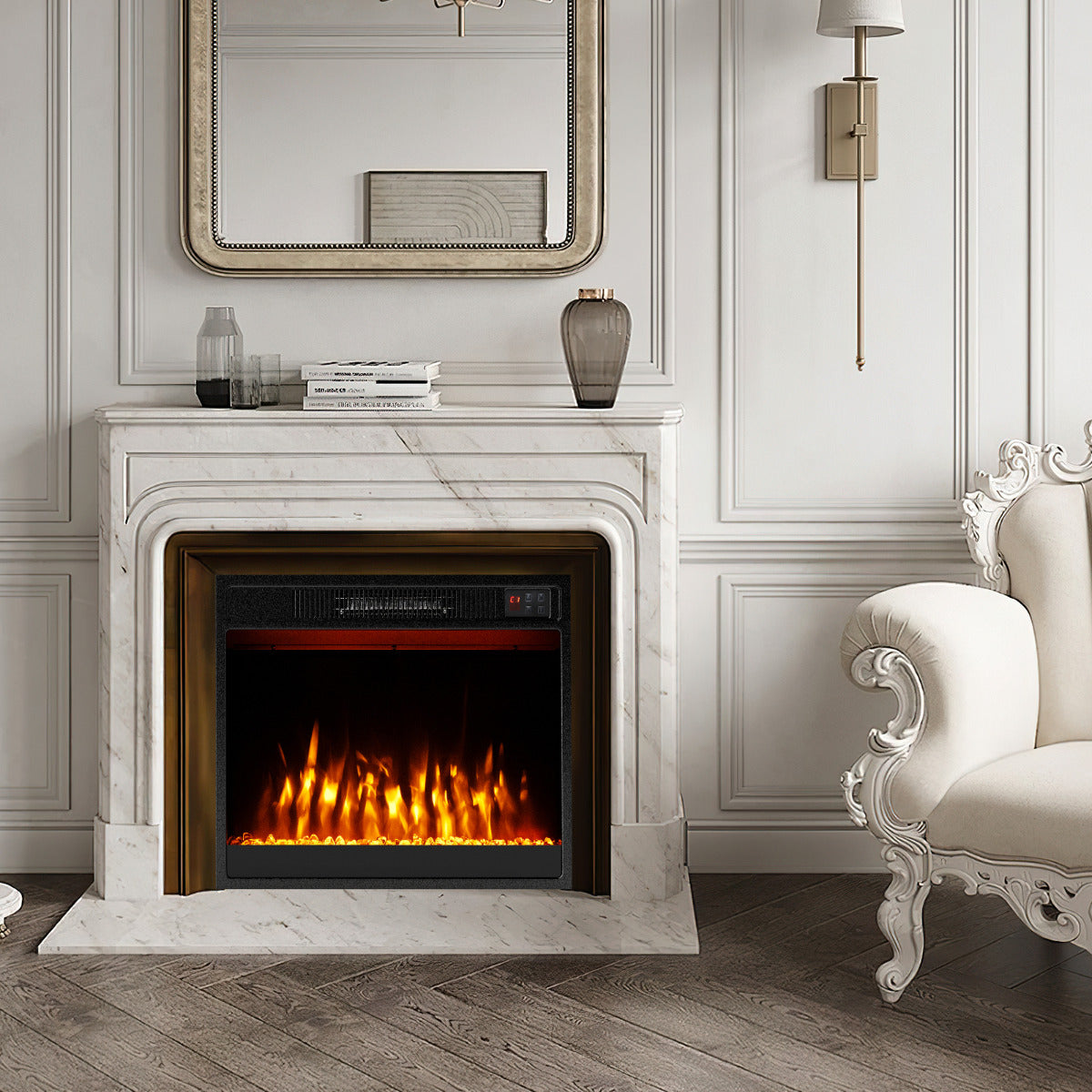 23 Inches Electric Fireplace Insert 750W/1500W Fireplace Heater