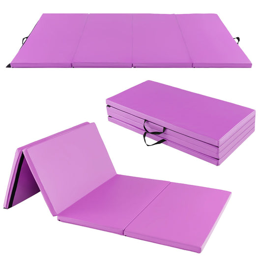 240 x 116 x 5 cm Folding Soft Floor Mat with Carry Handles and Hook & Loop Fasteners-Purple