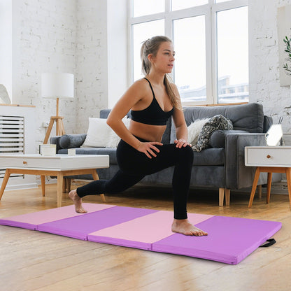 240 x 116 x 5 cm Folding Soft Floor Mat with Carry Handles and Hook & Loop Fasteners-Pink & Purple