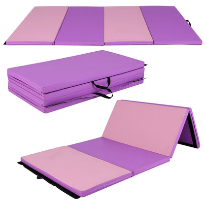 240 x 116 x 5 cm Folding Soft Floor Mat with Carry Handles and Hook & Loop Fasteners-Pink & Purple