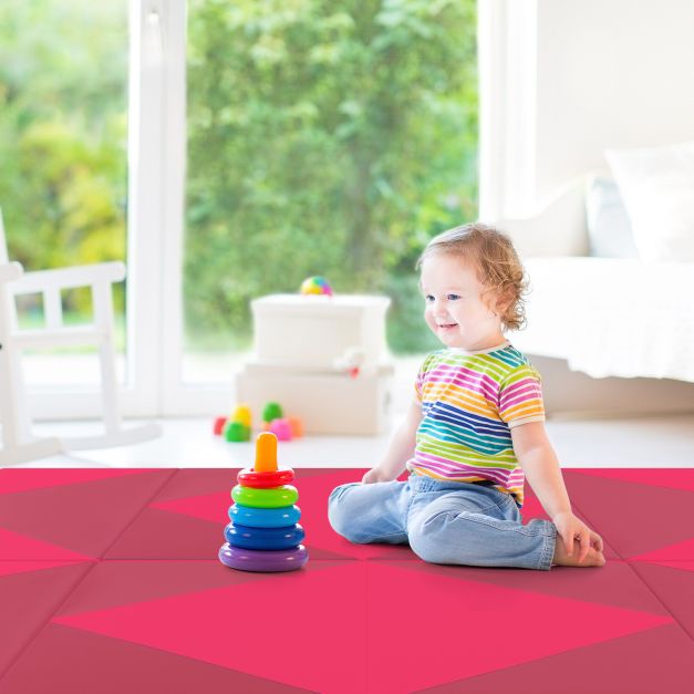 240cm PU Leather Folding Gymnastics Mat-Rose