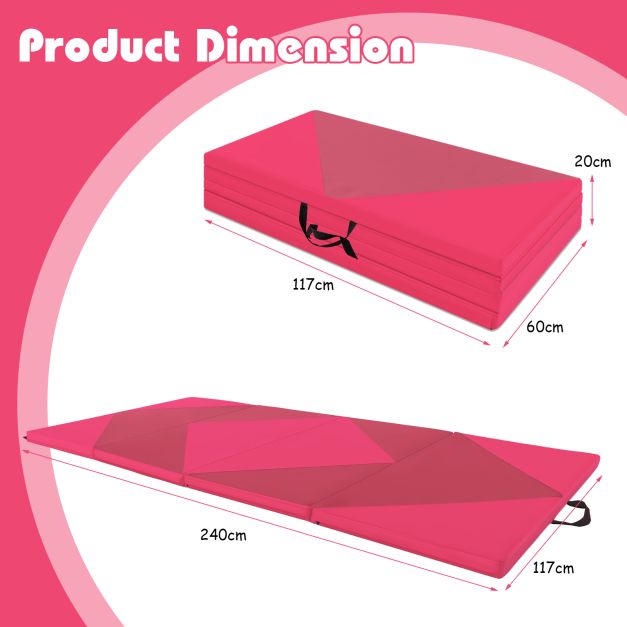 240cm PU Leather Folding Gymnastics Mat-Rose