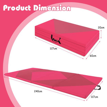 240cm PU Leather Folding Gymnastics Mat-Rose