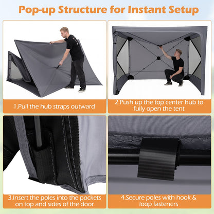 240x240cm Pop up Gazebo Tent with Zippered Door and Privacy Cloths for Camping-Grey