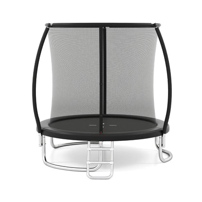 244 cm Trampoline with Safety Enclosure Net and Ladder-Black