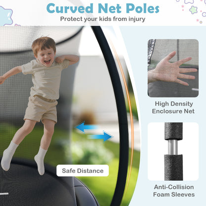 244 cm Trampoline with Safety Enclosure Net and Ladder-Black