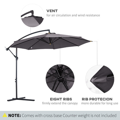 Outsunny Cantilever Umbrella Parasol wiszący Banana Steel Dark Grey 3M Patio