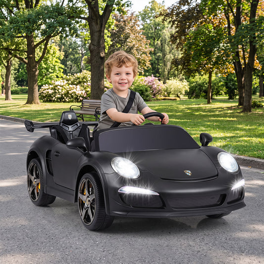 24V Battery Powered Electric Vehicle with Parent Remote Control and LED Lights-Black