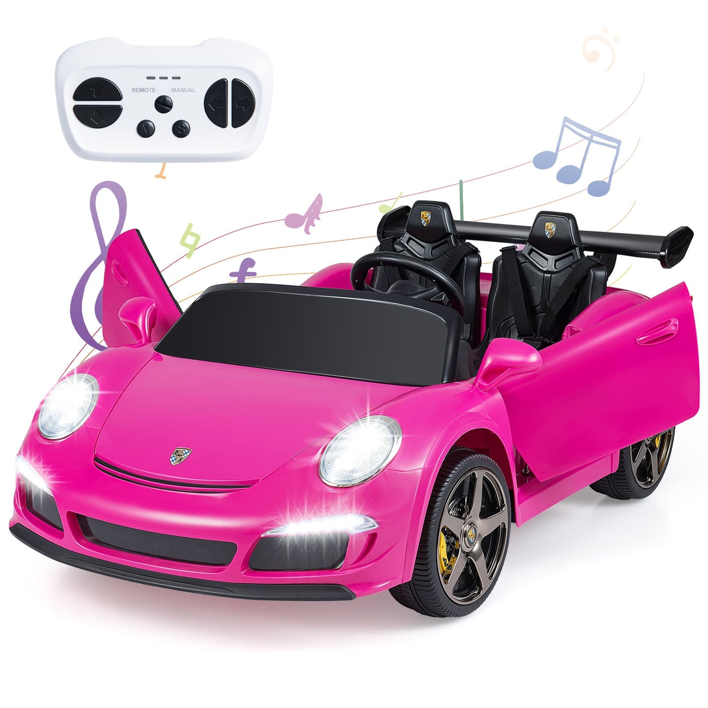 24V Battery Powered Electric Vehicle with Parent Remote Control and LED Lights-Pink
