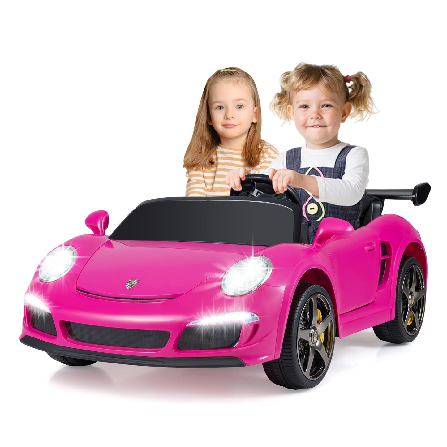 24V Battery Powered Electric Vehicle with Parent Remote Control and LED Lights-Pink