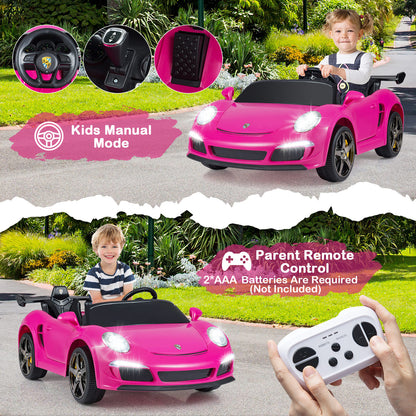 24V Battery Powered Electric Vehicle with Parent Remote Control and LED Lights-Pink
