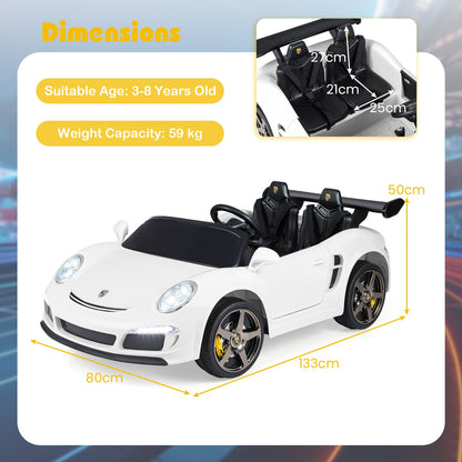 24V Battery Powered Electric Vehicle with Parent Remote Control and LED Lights-White