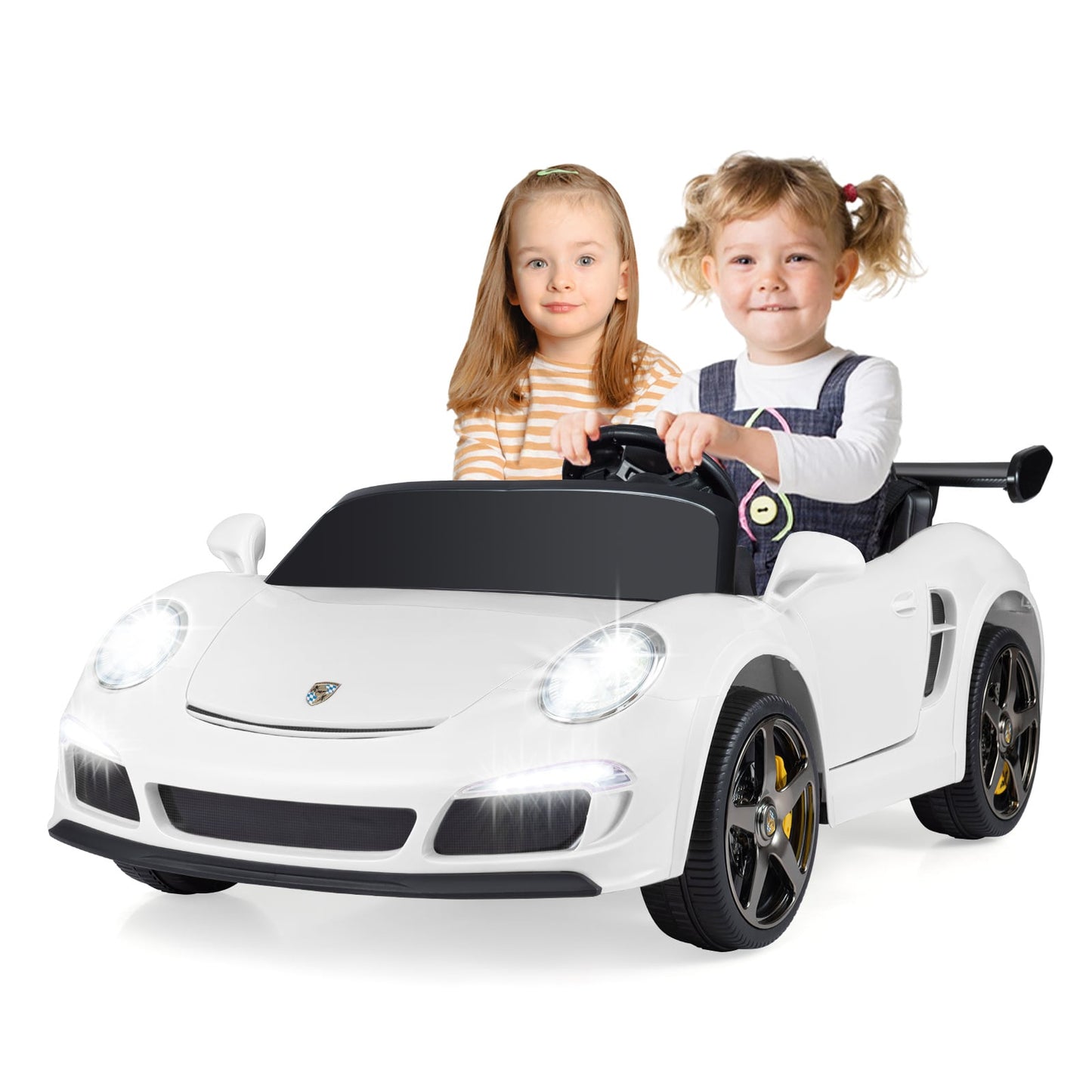 24V Battery Powered Electric Vehicle with Parent Remote Control and LED Lights-White