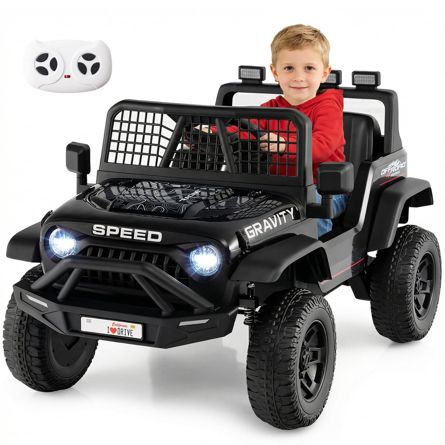 24V Battery Powered Ride On Car for Kids with Parent Remote Control-Black