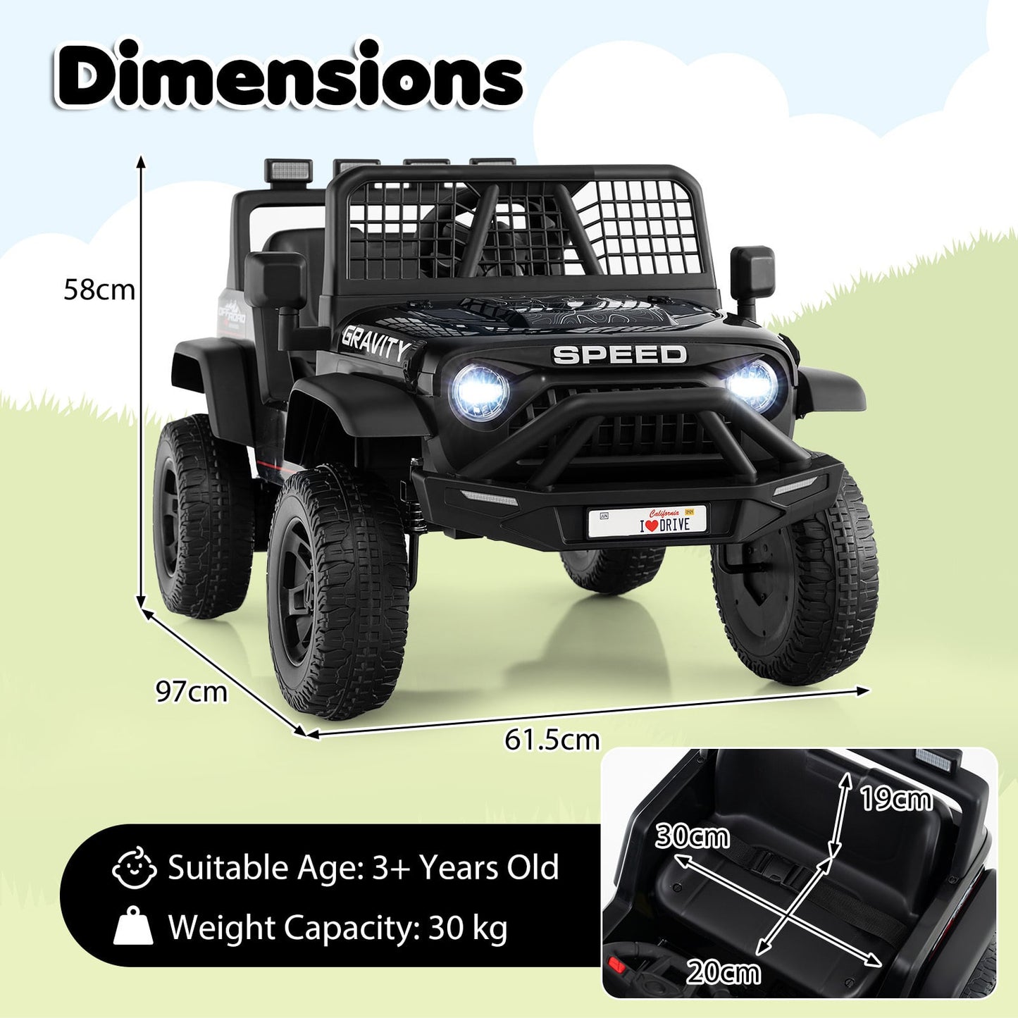 24V Battery Powered Ride On Car for Kids with Parent Remote Control-Black