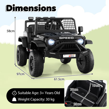 24V Battery Powered Ride On Car for Kids with Parent Remote Control-Black