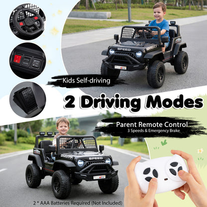 24V Battery Powered Ride On Car for Kids with Parent Remote Control-Black