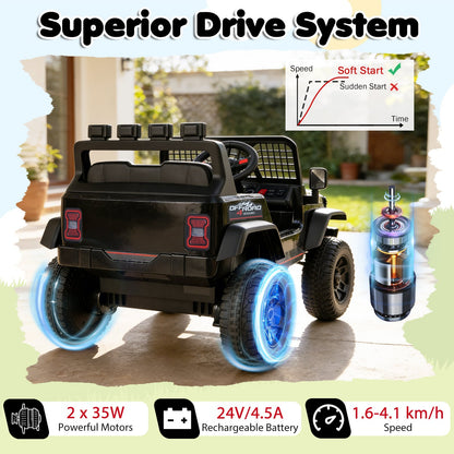 24V Battery Powered Ride On Car for Kids with Parent Remote Control-Black