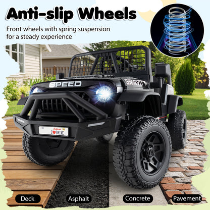24V Battery Powered Ride On Car for Kids with Parent Remote Control-Black