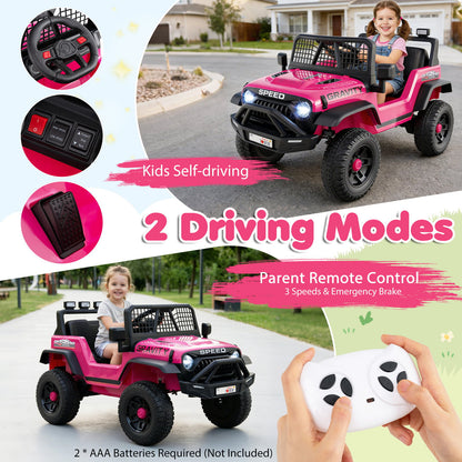 24V Battery Powered Ride On Car for Kids with Parent Remote Control-Pink