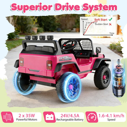 24V Battery Powered Ride On Car for Kids with Parent Remote Control-Pink