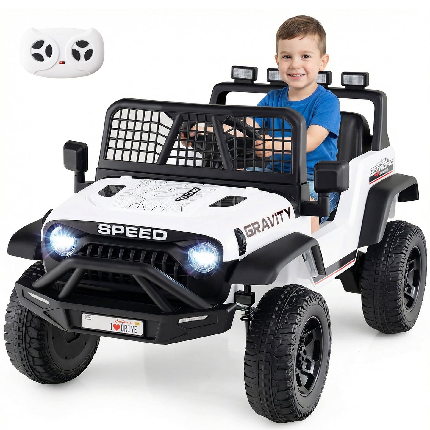 24V Battery Powered Ride On Car for Kids with Parent Remote Control-White