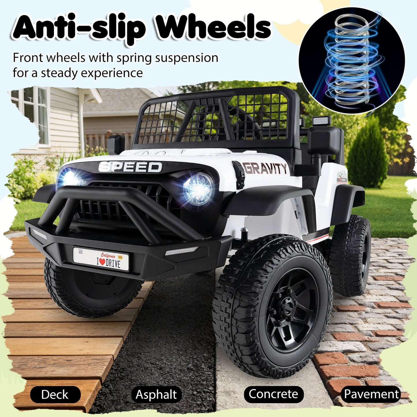 24V Battery Powered Ride On Car for Kids with Parent Remote Control-White