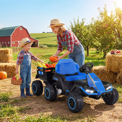 24V Kids Electric Vehicle with Parent Remote and Detachable Trailer for Boys Girls Aged 3+-Navy